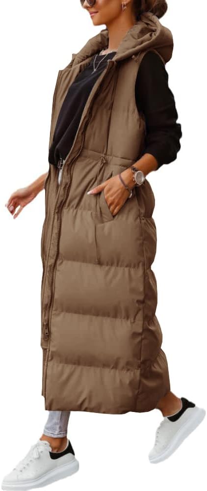 Shanfetl Women's Long Quilted Vest for Cozy Winter Style