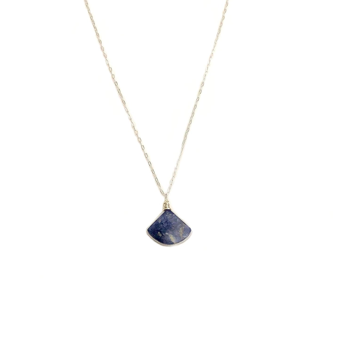 Sodalite Triangle Pendant Necklace in Sterling Silver for Women