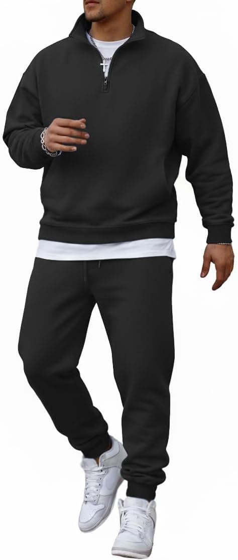 COOFANDY 2 Piece Set for Men Casual 1/4 Zip Track Suits