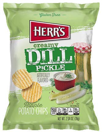 Herr's Creamy Dill Pickle Potato Chips for Tangy Snacking