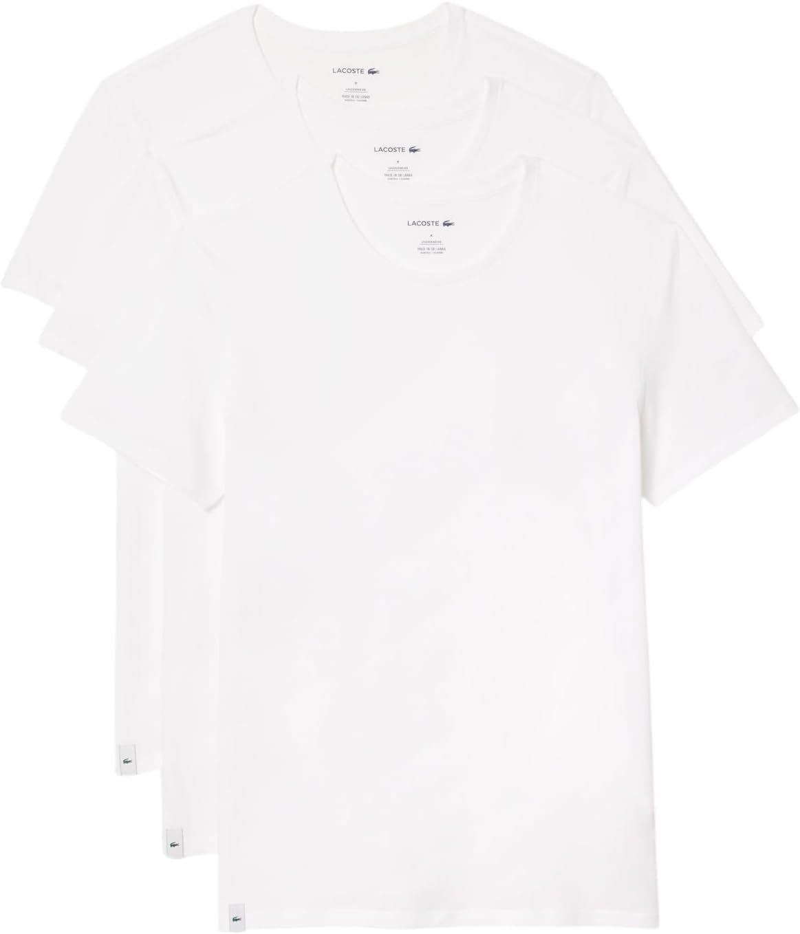 Lacoste Men's Cotton Regular Fit Crew Neck Undershirt 3-Pack