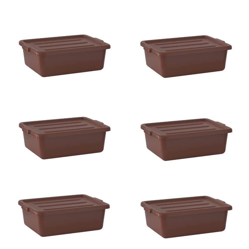 6-Pack 20in x 15in x 7in Brown Polypropylene Bus Tub Set