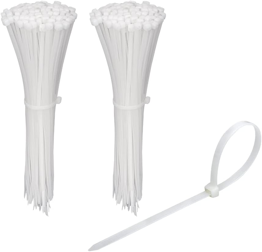 200 Pack White Nylon Zip Ties by KOOWIN