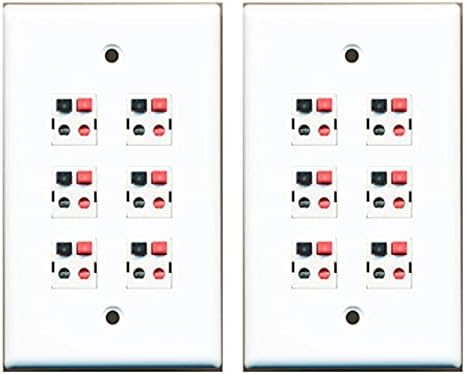 RiteAV 6 Port Speaker Jack Wall Plate for Home Theater Setup
