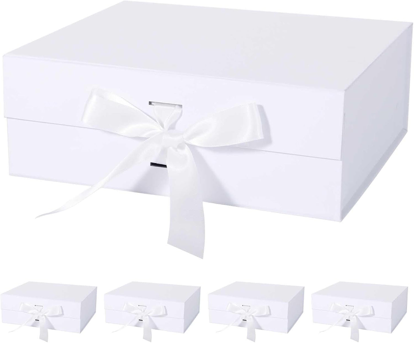 White Gift Box with Ribbon Magnetic Lids for Special Occasions