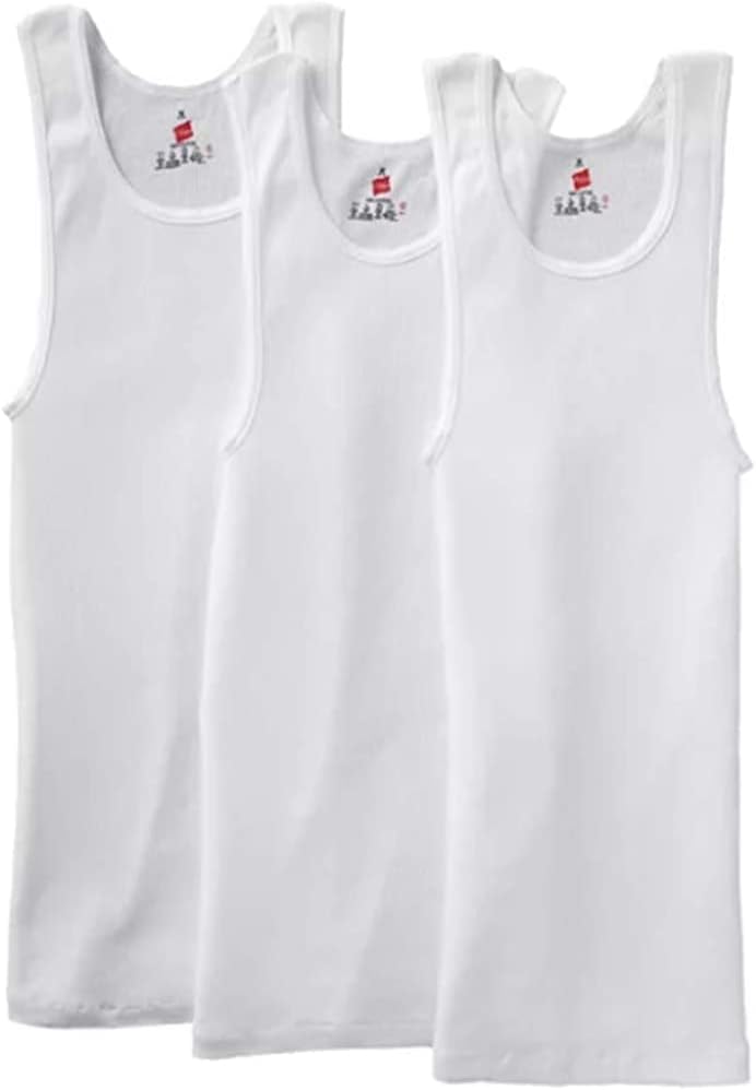 Hanes Mens Tall 100% Cotton Ribbed Tank Tagless Undershirts
