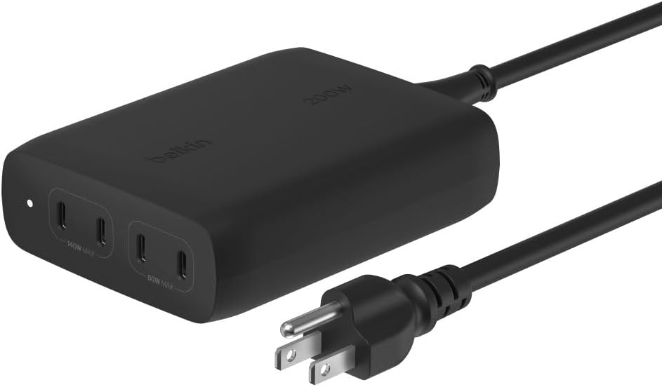 Belkin 200W GaN Multi-Port USB C Charger Block for Fast Charging