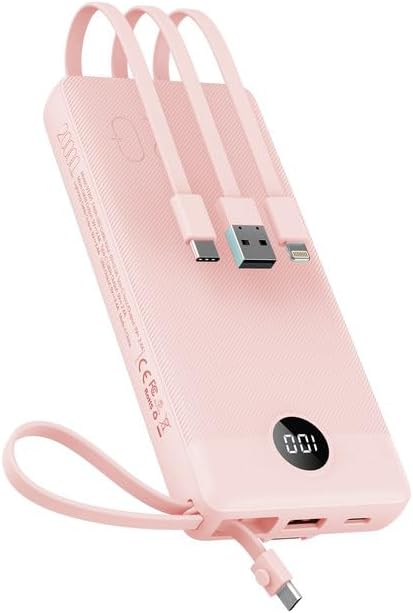 VEEKTOMX Portable Charger with Built-in Cables for Fast Charging