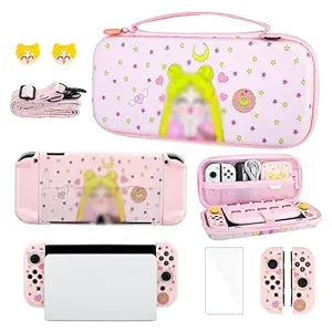 GLDRAM Pink Carrying Case for Nintendo Switch OLED - Cute & Functional