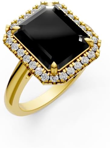 Genuine Real Natural Black Onyx 925 Sterling Silver Ring for Women