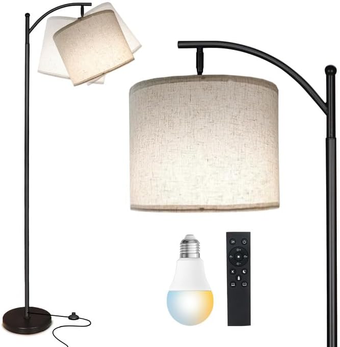 LED Floor Lamps for Living Room with Remote & Adjustable Shade