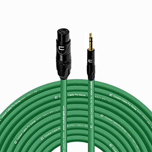 Balanced XLR Female Cable to 3.5 TRS Male - 100 Feet Green