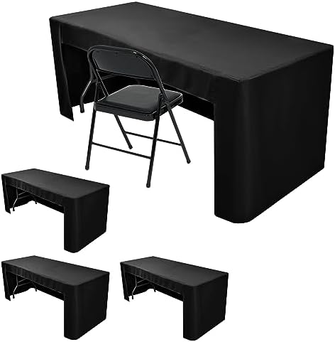 Fitted Table Covers for 8 Foot Tables - 4 Pack Black Cloths