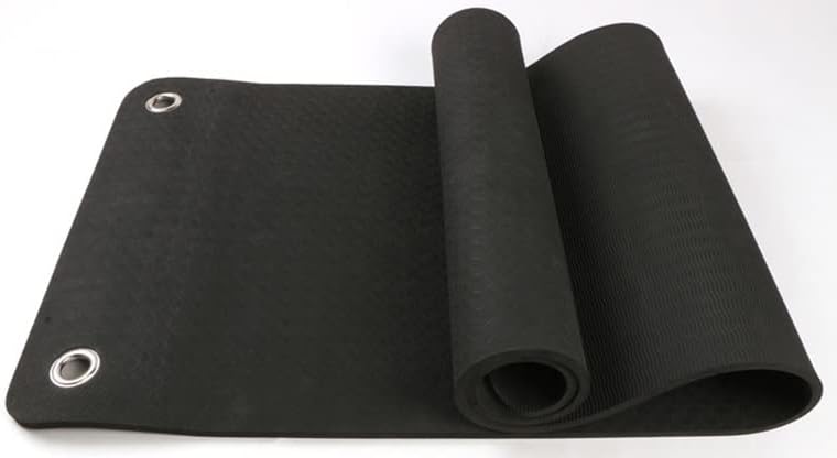 French Fitness 6mm Hanging Yoga Mat: Non-Slip, Waterproof, Easy to Clean - TPE Material, Reinforced Rings - 72x24 for Home, Gym, Studio