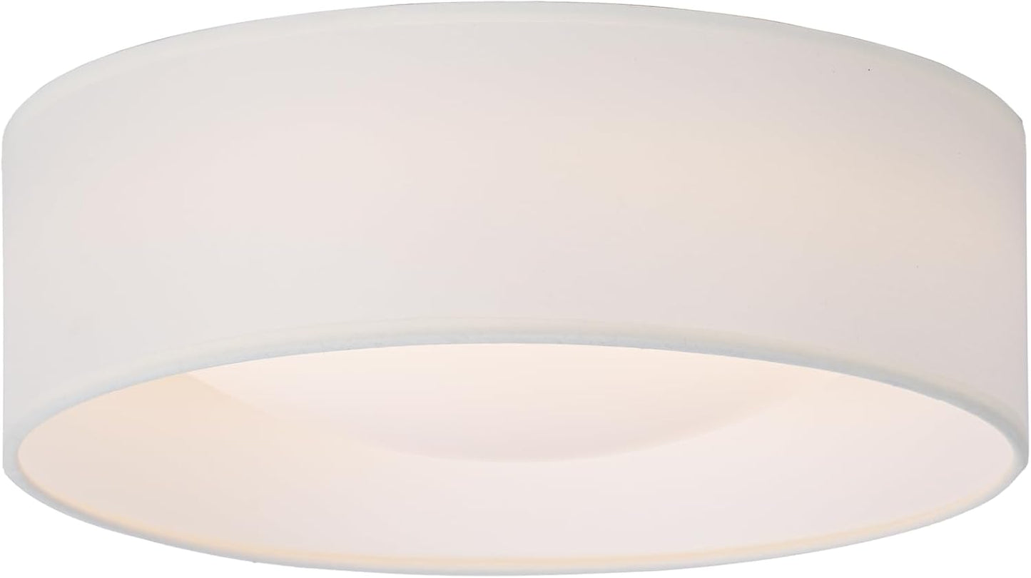 13 Inch White Fabric Flush Mount Ceiling Light for Any Room