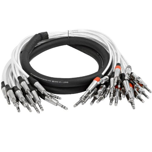 12 Channel 1/4in TRS Insert Snake Cable by Seismic Audio - 10 Feet