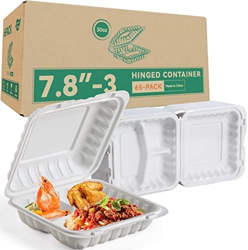 Food Containers with 3 Compartments - 65 Pack BPA Free Options
