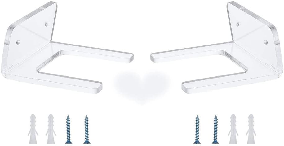 Space-Saving Dual Guitar Wall Hanger Set - Clear Acrylic