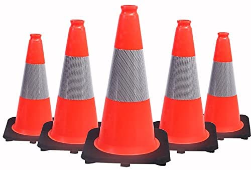 18 Inch Orange PVC Traffic Safety Cones with Reflective Collar