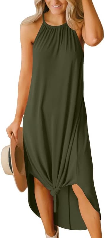 For G and PL Women's Summer Casual Halter Maxi Beach Dress