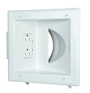 DATA COMM Recessed Low Voltage Media Wall Plate with Duplex