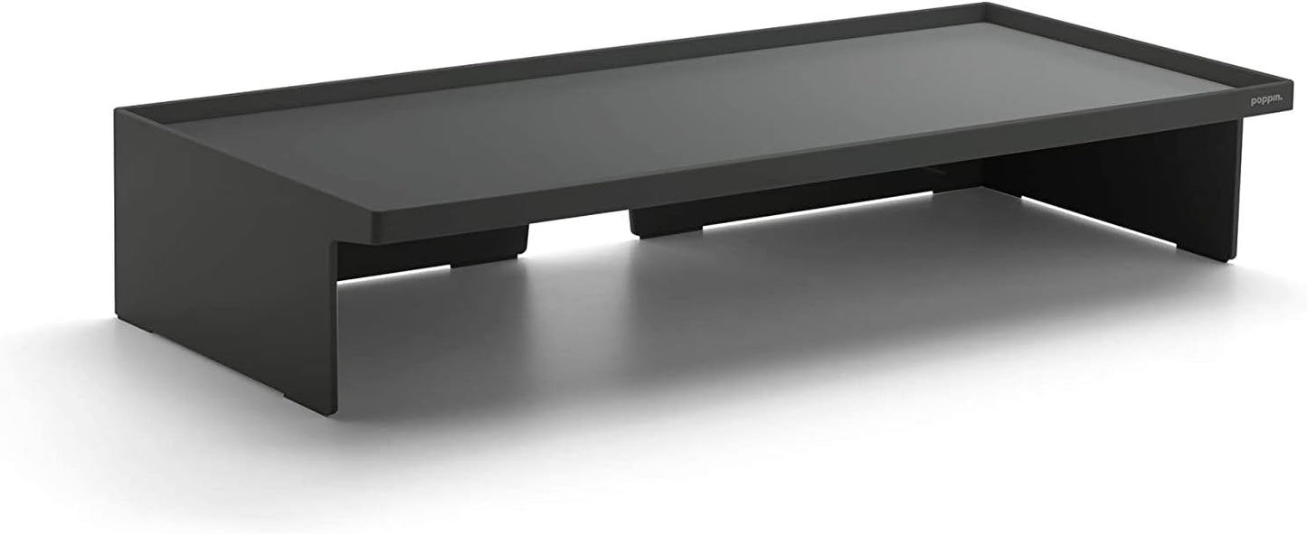 Poppin Dark Gray Monitor Riser for Stylish Workspace Organization