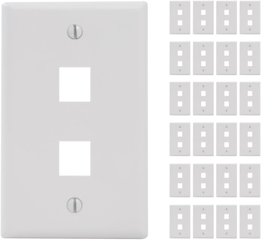 ICC 2-Port Keystone Wall Plate for Ethernet and Video Connections