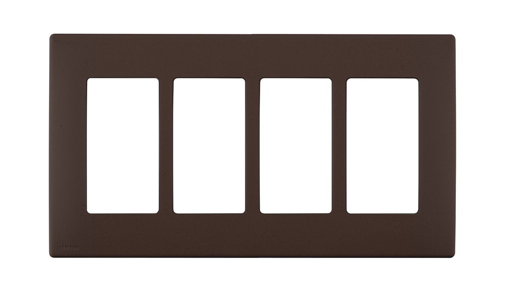 Leviton Renu Four-Gang Screwless Snap-On Wallplate in Walnut Bark