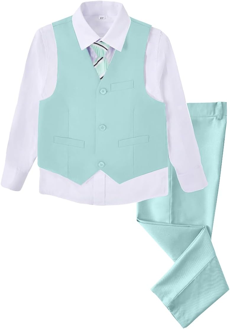 Boys 4 Pieces Suits Slim Fit Kids Outfits for Formal Dresswear