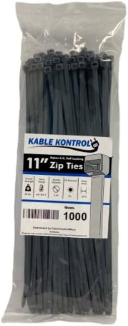 Kable Kontrol Gray Zip Ties 11 Inch 1000 Pcs for All Needs
