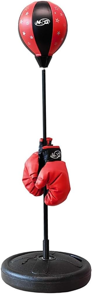 Junior Boxing Set: Adjustable Height Punching Bag & Gloves