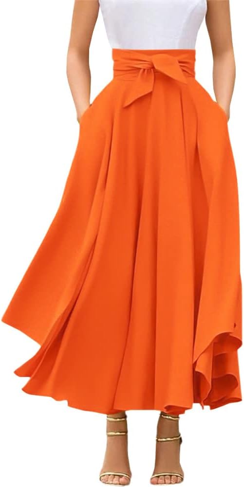 Chouyatou Women's Elegant High Waisted Maxi Skirt with Pockets