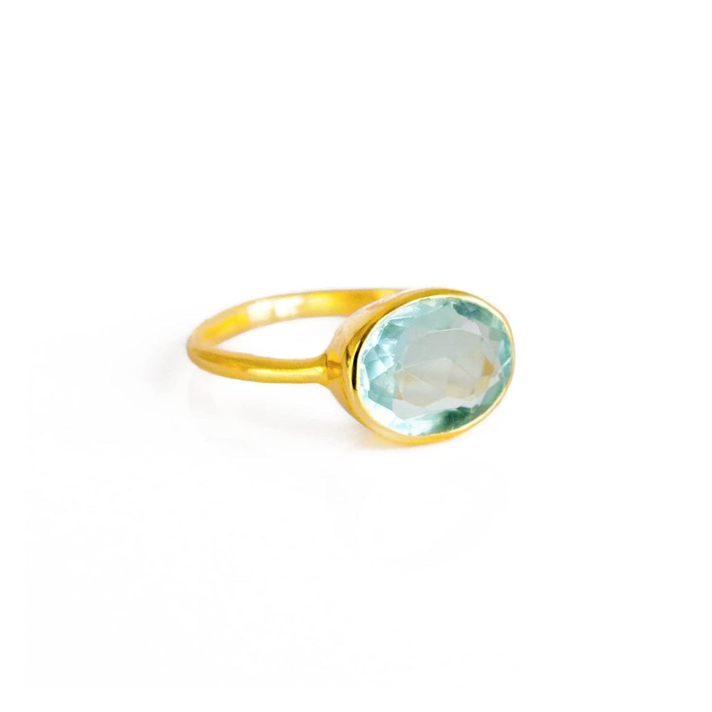 Blue Topaz Ring - Stackable Vermeil Gold or Silver Gemstone Ring