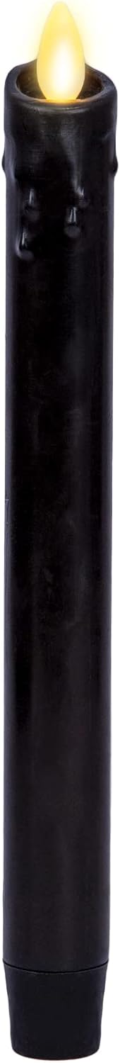 Luminara Black Wax Drip Flameless Candle Tapers for Halloween