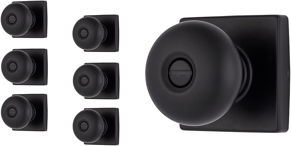 BRINKS 6-Pack Matte Black Square Privacy Door Knob Bundle