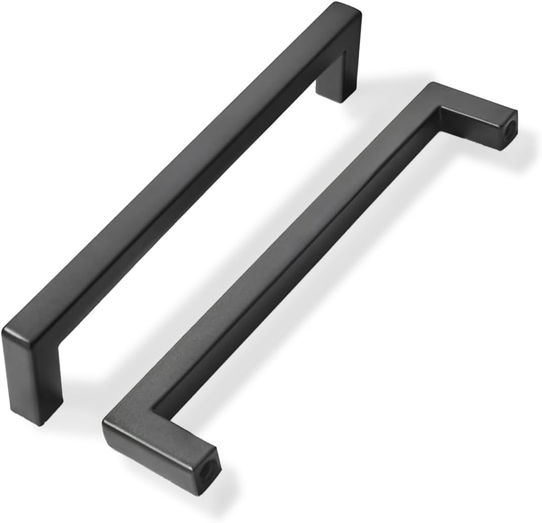 6 Inch Center to Center Solid Matte Black Cabinet Pulls for Home