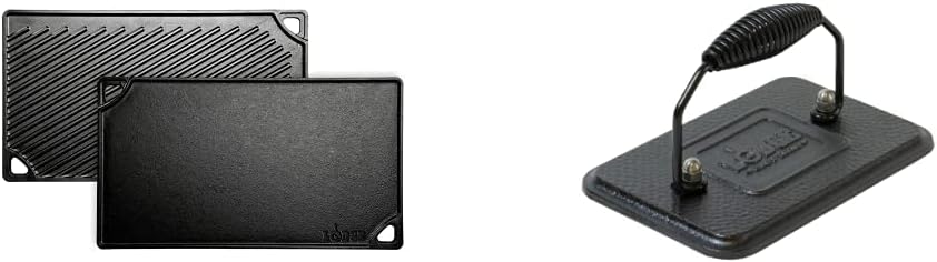 Lodge LDP3 Reversible Grill/Griddle and Cast Iron Grill Press