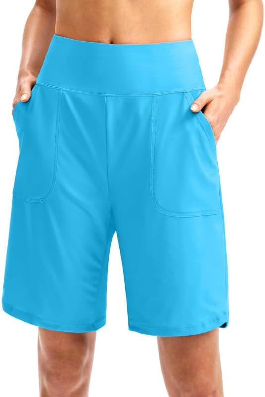 Viodia Women's 9in Long Swim Board Shorts with Pockets for Summer