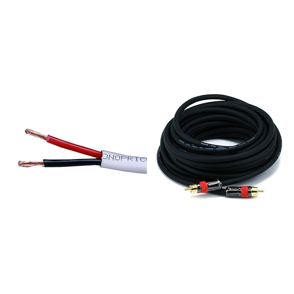 Monoprice 14AWG Speaker Wire and Coaxial Audio Cable Bundle