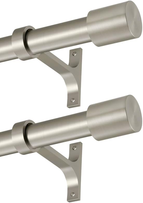 Adjustable Curtain Rods 72 to 144 Inch, 2 Pack Brushed Nickel