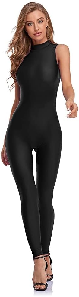 Speerise Women Sleeveless Turtleneck One Piece Romper for Yoga