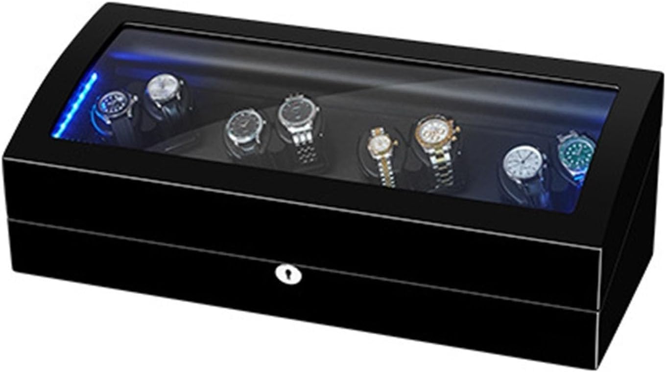 PAHION Watch Winder: 8 Watches + 9 Storage, LED Lights, Quiet Motor