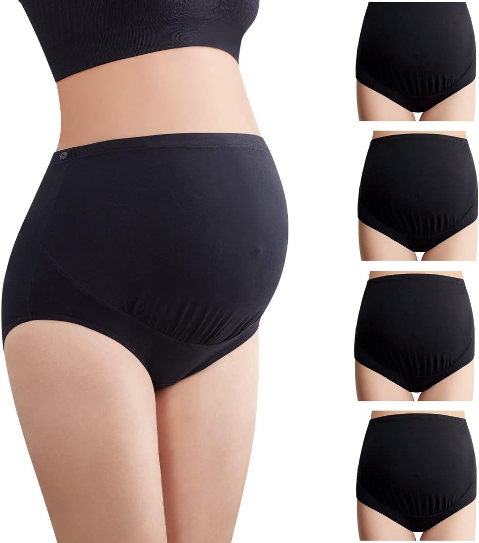 Mama Cotton Women's Over The Bump Maternity Panties for Comfort