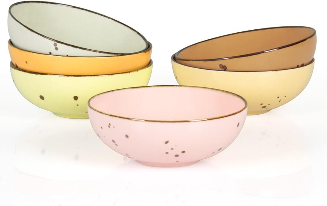 Esfour Round Porcelain Bowls Set of 6 - Colorful & Durable
