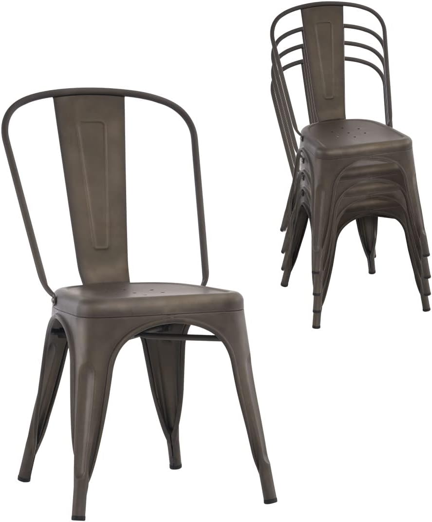 Nazhura Metal Dining Chair Set of 4 for Kitchen and Patio