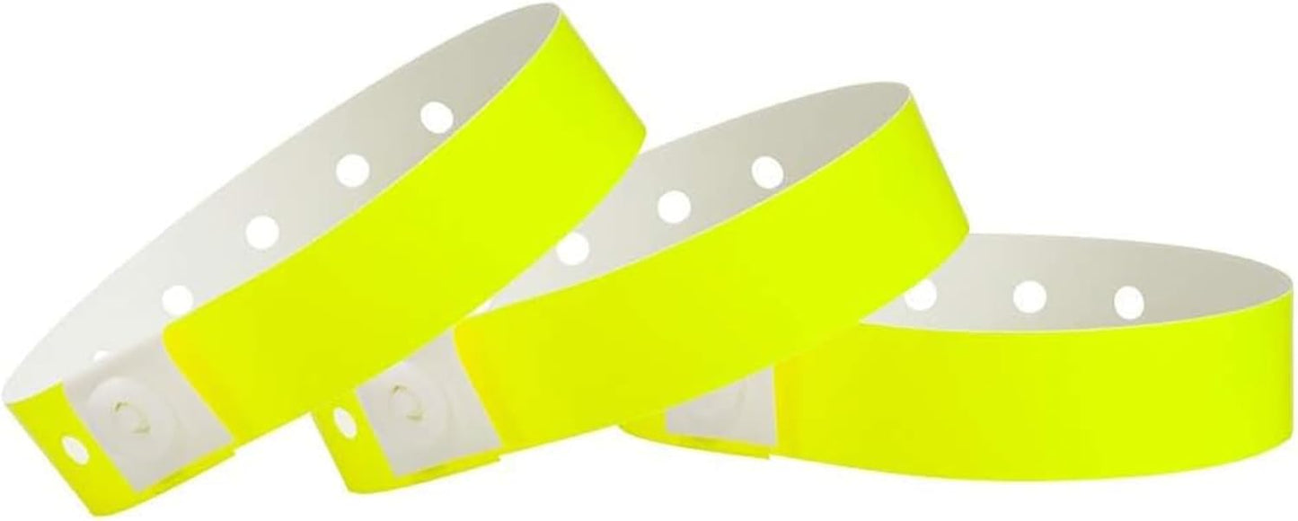 500 Neon Yellow Plastic Wristbands for Events by Wristco