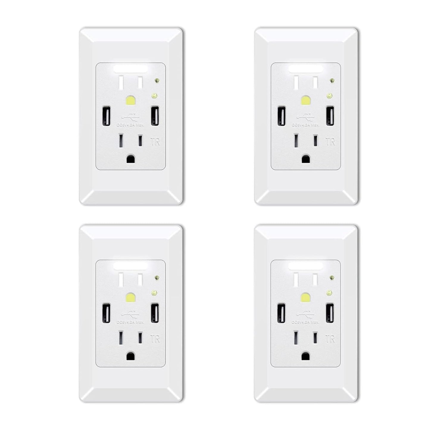 USB Outlet with Night Light for Convenient Charging and Safety