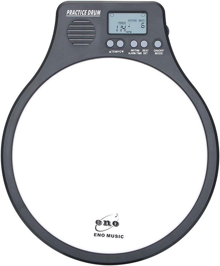ENO MUSIC 10in Electric Rubber Drum Practice Pad with Metronome