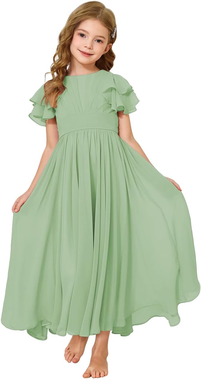 JISISANG Flower Girl Maxi Dress for Weddings and Parties