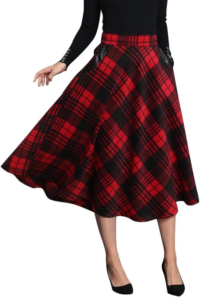 Tartan Maxi Skirt for Women - A-Line Wool Long Skirt